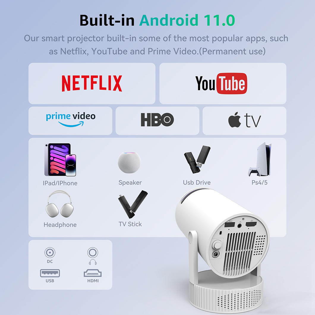 2026Rechargeable HY300 Pro+ Mi - Mini Projector Portable 评论和价格